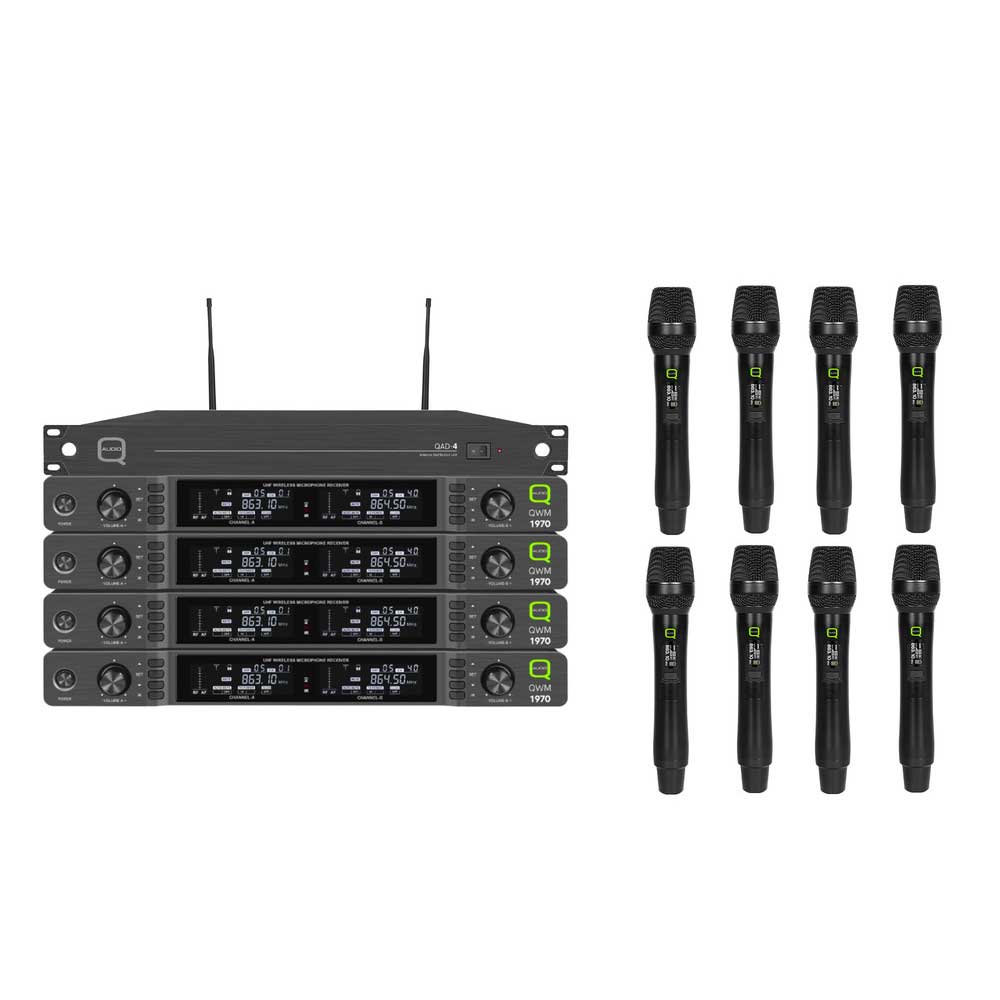 Q-Audio 8-Way Handheld Wireless Microphone System with ADU