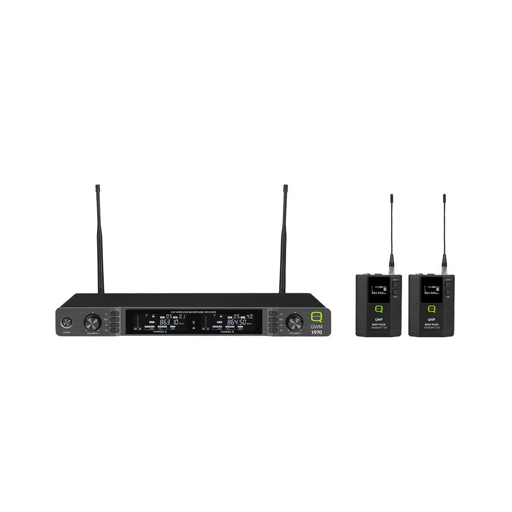 QWM 1970 BP Dual Channel UHF Beltpack Wireless Mic System